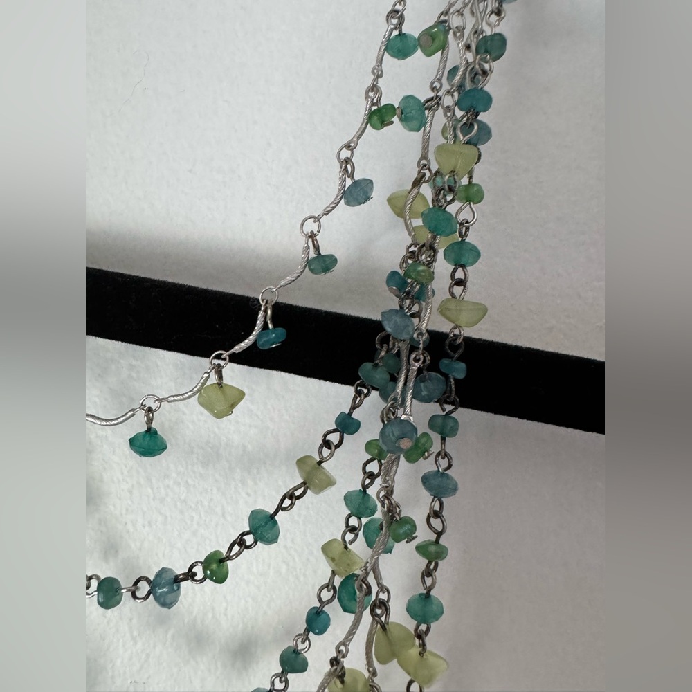 Alfani Blue and Green Stone Silver Statement Necklace - Picture 3 of 5